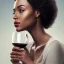 Placeholder: photo of a beautiful mixed race woman holding a bottle of wine, outdoors, photorealistic, ultra-detailed