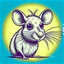 Placeholder: Rat cow, with rat ears and tail lineal caricature art