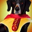 Placeholder: a realistic portrait of a hotdog wearing a cape