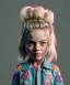 Placeholder: Margot Robbie toddler, full body, sneaker, leather jacket, floral shirt, soft skin, dramatic lighting, hyper realistic