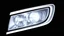 Placeholder: vehicle headlight(with chrome trim) on black background, add details and inner glow