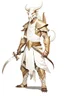 Placeholder: Full Body, White Dragonborn, Monk, Fighter Pose, White and Gold outfit colour theme,