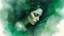 Placeholder: collage, old paper, slightly worn edges, alcohol ink, hyperdetail, portrait of a translucent woman surrounded by a rich dark green background with a slight mist and otherworldly glow, which creates a dreamy and ethereal atmosphere, Anna Razumovskaya, Anna Dittmann, Luis Royo