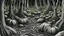 Placeholder: A gray toxic swamp with pumpkins designed in Javanese shadow puppets painted by MC Escher