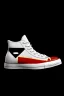 Placeholder: A red converse sneaker, superman theme on material