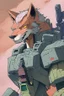 Placeholder: Wolf themed mecha comic style