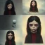 Placeholder: Jenna ortega as wednesday with wednesday addams dress,soft goth libstick, wednesday addams make up, overknee socks, painted by artgerm and tom bagshaw, fantasy art, dramatic lighting, highly detailed oil painting, volumetric lighting