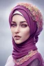 Placeholder: hijab portrait, 8k resolution, flower head, breast and body