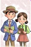 Placeholder: An illustration of a 10-year-old boy and girl, dressed as detectives from for an interactive riddle book.