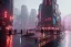 Placeholder: 3D, beautiful, light reflecting, empty future city at night, rainy night, neon, cyberpunk, tron, cyborgs walking, 8k, finely detailed, photo realistic