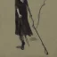 Placeholder: Portrait of a withered old witch with walking cane