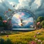 Placeholder: Dynamic cifi country side ,hypnotic of 3D structures Symmetry twisting and morphing between cifi plants , cifi flowers and metal geometric 3d structures buildings ,cifi cars, and an open cifi stage with a beautiful lady dancer in stage,a future pretty lady singer presenting in a big tv screen her art performance in it,smooth translucent iridescent glass with inner glow and bubbles, varied transparent materials, stormy skies, intense dramatic a beautiful balerina is performing