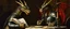 Placeholder: close up portrait painted by Rembrandt, dragon in knights armor holding speech at dinner table