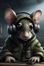 Placeholder: happpy rat with a headset on from the game tarkov and a vacum