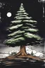 Placeholder: A cartoon-style image of a pine tree, Christmas tree, graffiti style.