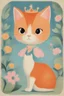 Placeholder: 1950s illustration of an orange cat with a princess, style of mary blair, pastel colors