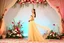 Placeholder: picture of lady with a maxi dress flower stye design posing in a art an romantic stage