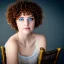 Placeholder: roman princess, cute, beautiful, short hair, curly hair, blue eyes, sit on chair portrait, cinematic, 8k, knight armor