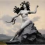 Placeholder: After "Bacchante" by Albert-Ernest Carrier-Belleuse, 1863. Musee d'Orsay, Paris Model: insane god/deicide art over a volcano