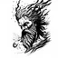 Placeholder: Tatto design, zeus black ink, outline, black ink, tatto design, white background.