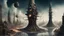 Placeholder: a stunningly weird image of a futuristic tall tower metropolis using Salvador Dali's paranoiac-critical method, where buildings and structures appear to melt into the skyline cityscape is filled with floating mad, twisted sharp metal shapes that interact with the buildings and each other, forming a surreal tableau of a dreamlike reality. neu-steampunk vibe, essence of the scene in a cinematic manner, dramatic shadows , perspectives and bizarre, deep colors, futuristic surreal