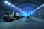 Placeholder: warehouse, new jeresey, trucks unloading, night time , unity, scriptable render pipeline , blue tone, volumetric lighting.