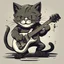 Placeholder: Rock cat playing guitar T-shirt design, funny rock kitty, 2D cartoon drawing