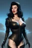 Placeholder: Ava Gardner as evil queen in black leather, busty, cleavage, curvy, angry, stern look. character design by cory loftis, fenghua zhong, ryohei hase, ismail inceoglu and ruan jia. unreal engine 5, artistic lighting, highly detailed, photorealistic, fantasy