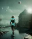 Placeholder: Ultra Realistic retro sci-fi 1960 scene, waist up view portrait, blonde woman, sweet young Marilyn Monroe face, perfect iris, tight latex coat, Strange planet background, Retro sci-fi tight style, sphere dron, fog, rain, soft color, highly detailed, unreal engine 5, ray tracing, RTX, lumen lighting, ultra detail, volumetric lighting, 3d, finely drawn, high definition, high resolution.