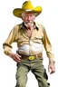 Placeholder: Bare drunk old cowboy in pants runner