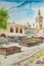 Placeholder: landscape for doha old market with water color