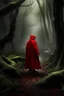 Placeholder: главный герой Данте в красном одеянии находится в жутком древнем лесу, сомнений, страхов.