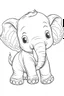 Placeholder: outline art for cute Elephant coloring pages with sitch, white background, Sketch style, full body, only use outline, toddlers style, clean line art, white background, no shadows and clear and well outlined.