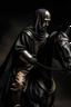 Placeholder: Arabic knight on a black horse withe a sword