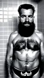 Placeholder: photo of stocky marocan with magnum moustache 40 years old under the shower, hairy chest, big tights, in a old bathroom, misery and poverty, photorealism, 35mm lens, ultra detailed