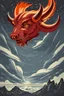 Placeholder: Vintage illustration of a demonic and magical bull made of red flames and fire, savage and obstreperous nature, charging down from black stormy sky, Tsuguyuki Kubo art, Topcraft, vintage storybook illustration, Beardsleyesque, ornamental, fantasy folk art, psychedelic, inspires by 70s Japanese anime, early Studio Ghibli, fantasy animation cartoon, last unicorn