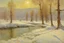 Placeholder: sunny day, ice age movies influence, rocks, trees, gothic, winter, trascendent influence, very epic, concept art, emile claus and auguste oleffe impressionism painting