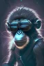 Placeholder: futuristic monkey , black tones, with laser glasses