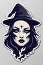 Placeholder: A minimalistic fantasy sticker of a witch's face