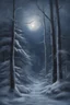 Placeholder: Winter Night, shades of blue, dark, moonlight forest