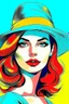 Placeholder: beautiful woman in hat in pop art style