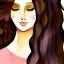 Placeholder: watercolor, female face, long hair, fur, shall, blush, smile, colorful