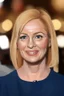 Placeholder: Painting of a modern blonde politician in blue top