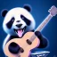 Placeholder: Carbon as a cute baby panda playing electric guitar with long hair, by pixar