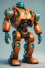 Placeholder: futuristic rusted orange and teal fat, obese manual labor, strong, durable AI humanoid full heavy robot with high detail and very neat features