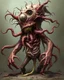 Placeholder: A horrific disgusting intestines and guts horror monster blob with eyeballs, teeth, needles, stingers, toxic slime, consuming a human with mutated deformed body many limbs, poisonous mutant creature, flesh, bones, anatomical structures