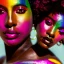 Placeholder: masterpiece, best quality, woman, dark skinned, sparkling eyes, fluorescent skin, colorful makeup, afro, highly detailed body, sun light, 4K, RAW, depth of field, high contrast, realistic details, 24mm