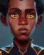 Placeholder: Portrait of a gorgeous black skinned toddler warlock boy with dark hair by Jim Kay