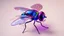 Placeholder: colorful giant blow fly that built with cosmic holographic glass, bright and fancy. palette: purple, pink, blue