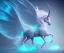 Placeholder: surreal illustration of a colors frozen ground, realistic, surrealism, surreal unicorn with glowing wings, glowing soft and smooth wings, shadow, abstract surreal fantasy art, highly detailed, intricate patterns on wings, soft studio lighting, smooth dark blue background 64k